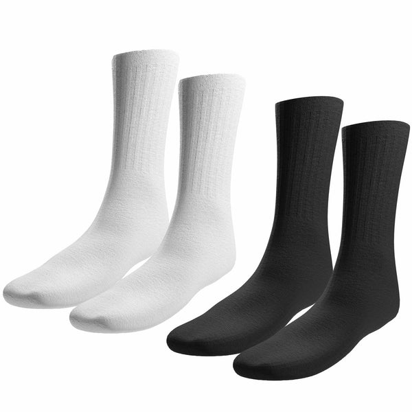 Bulk Wholesale Womens and Mens Crew Socks come in Black, White, & Mix